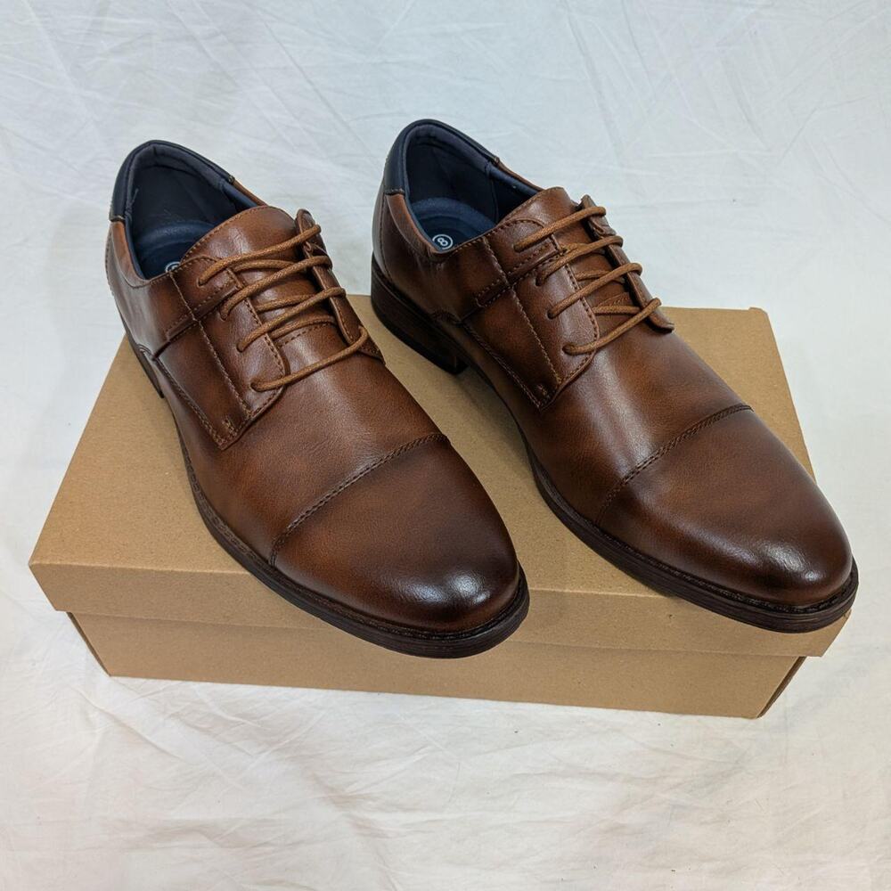 BNIB Sapnous brown leather lace‑up dress shoes, size 8